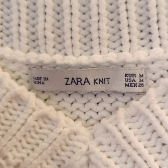 Zara (knit) white, deep vee, sleeveless sweater dress, size Medium. - Picture 2 of 3